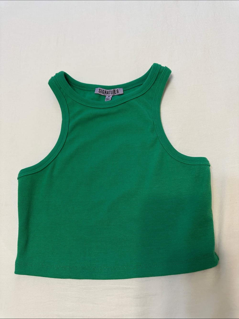 Signature8 Green Ribbed Cropped Tank